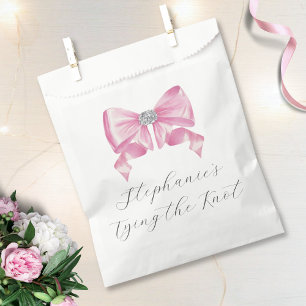She's Tying The Knot Pink Bow Bridal Shower Favor Bag