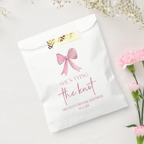 Shes Tying The Knot Pink Bow Bridal Shower Favor Bag
