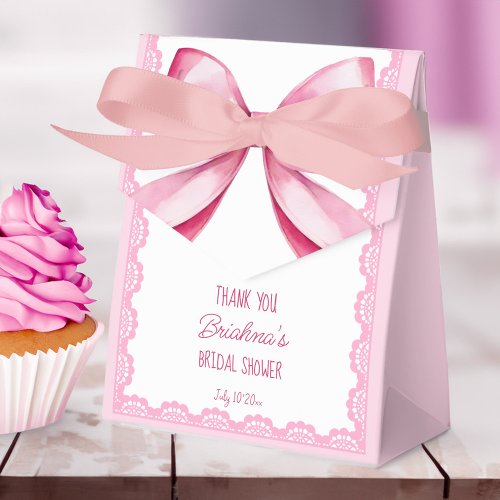 Shes tying the knot pink bow bridal shower favor boxes