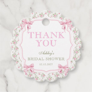 She's Tying the Knot Pink Bow Bridal Shower Favor Tags