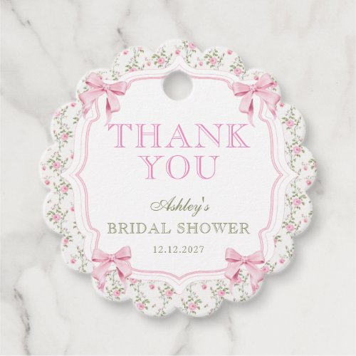 Shes Tying the Knot Pink Bow Bridal Shower Favor Tags