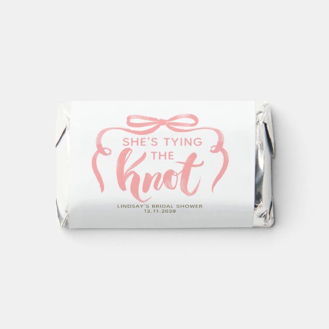 She's Tying The Knot Pink Bow Bridal Shower Hershey's Miniatures (Front)