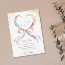 She's Tying The Knot Pink Bow Bridal Shower Invita