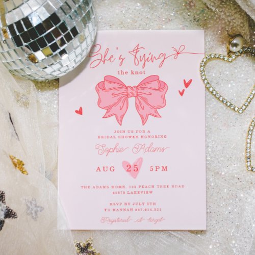 Shes Tying the Knot Pink Bow Bridal Shower Invitation