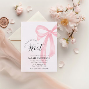 She's Tying the Knot pink bow Bridal Shower Invitation