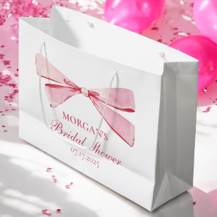 She's Tying The Knot Pink Bow Bridal Shower Large Gift Bag