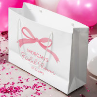 She's Tying The Knot Pink Bow Bridal Shower Large Gift Bag