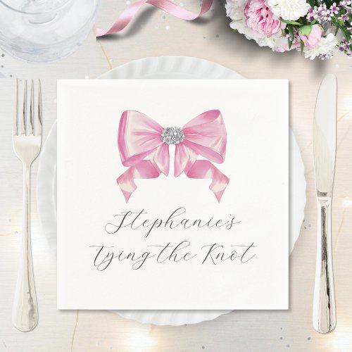 Shes Tying The Knot Pink Bow Bridal Shower Napkins