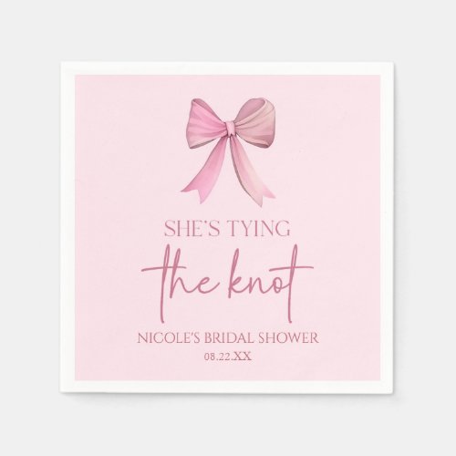 Shes Tying The Knot Pink Bow Bridal Shower Napkins
