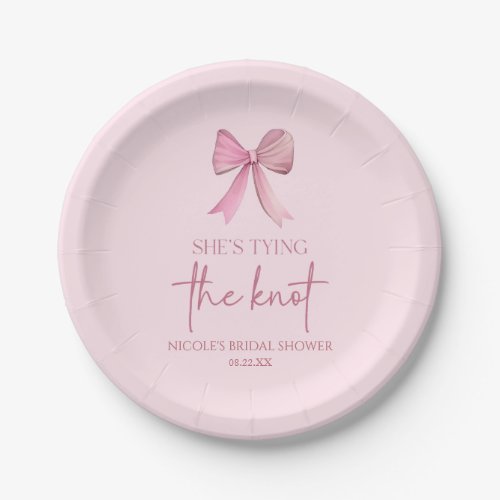 Shes Tying The Knot Pink Bow Bridal Shower Paper Plates
