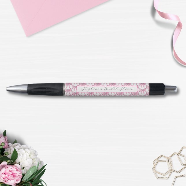 She's Tying The Knot Pink Bow Bridal Shower Pen (Creator Uploaded)