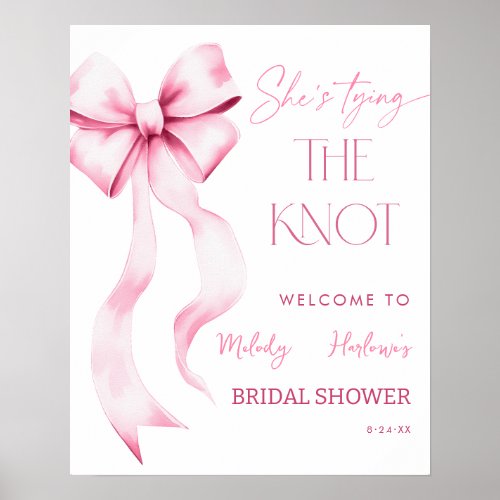 Shes Tying the Knot Pink Bow Bridal Shower Poster