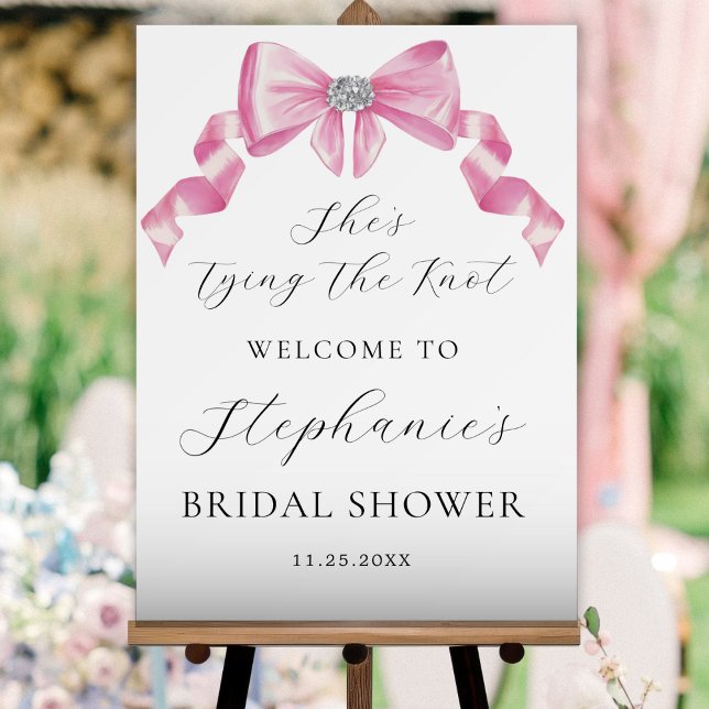 Shes Tying The Knot Pink Bow Bridal Shower Welcome Foam Board (Creator Uploaded)