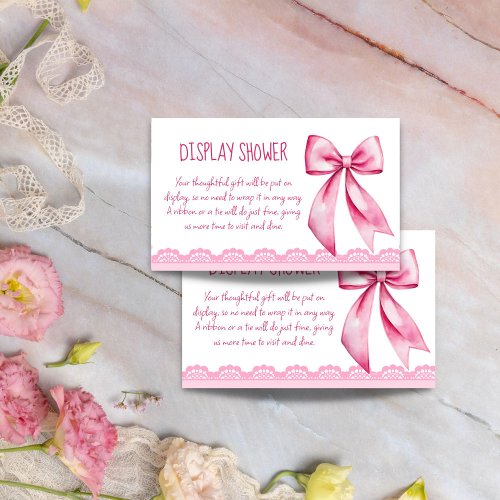 Shes tying the knot pink bow display shower enclosure card