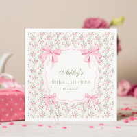 She's Tying the Knot Pink Bow Floral Bridal Shower Napkins