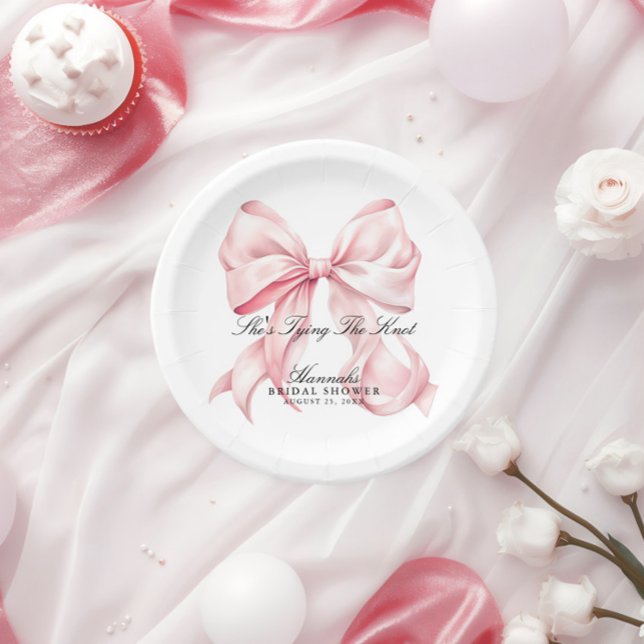 She's Tying The Knot Pink Bow Paper Plates (Creator Uploaded)
