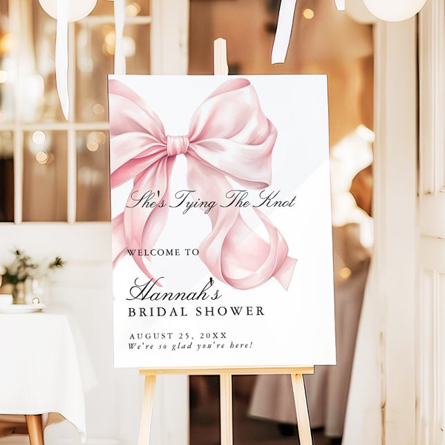 She's Tying The Knot Pink Bow Welcome Sign (Creator Uploaded)