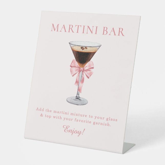 She's Tying the Knot Pink Coquette Martini Bar Pedestal Sign (Front)