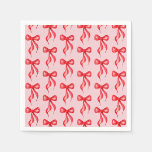 She's Tying the Knot Pink Red Bow Bridal Shower Napkins