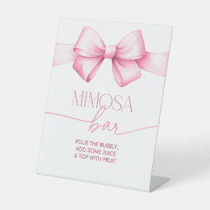 She's Tying the Knot Pink Ribbon Bridal Mimosa Bar Pedestal Sign