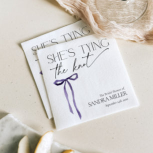 Shes Tying the Knot Puple Bow Bridal Shower Napkins