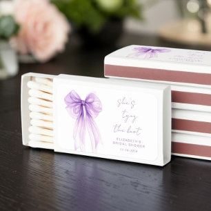 She's Tying The Knot Purple Bow Bridal Shower Matchboxes
