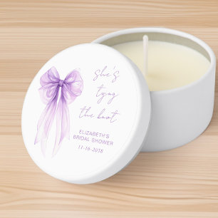 She's Tying The Knot Purple Bow Bridal Shower Mini Candle Favors