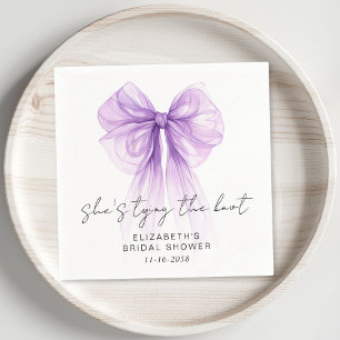 She's Tying The Knot Purple Bow Bridal Shower Napkins