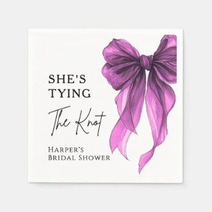 She's Tying The Knot Purple Bow Bridal Shower Napkins