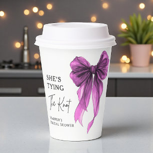 She's Tying The Knot Purple Bow Bridal Shower Paper Cups