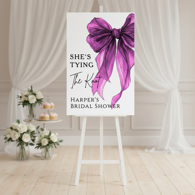 She's Tying The Knot Purple Bow Welcome Sign (Creator Uploaded)