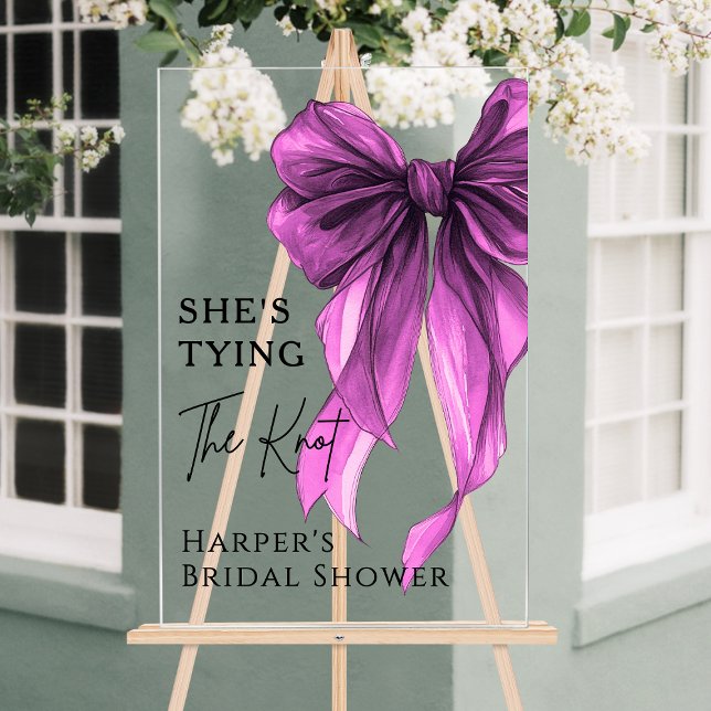 She's Tying The Knot Purple Bow Welcome Sign (Creator Uploaded)