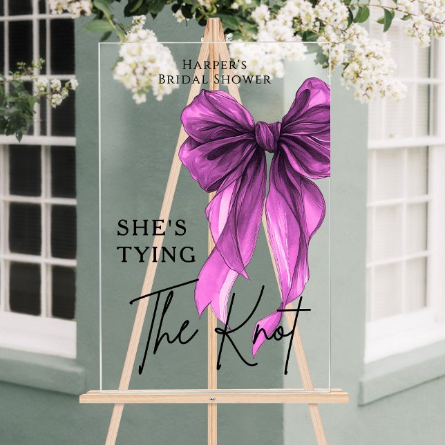 She's Tying The Knot Purple Bow Welcome Sign (Creator Uploaded)