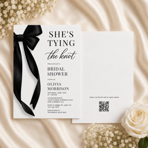 She's Tying The Knot QR Code Bridal Shower Invitation