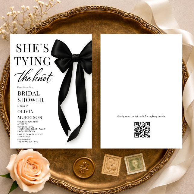 She's Tying The Knot QR Code Bridal Shower  Invitation (Creator Uploaded)