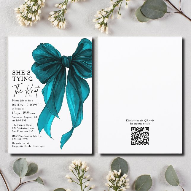 She's Tying The Knot QR Code Bridal Shower Invitation (Creator Uploaded)