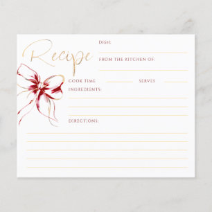 She's Tying the Knot Red Bow Bridal Recipe Card