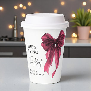 She's Tying The Knot Red Bow Bridal Shower Paper Cups