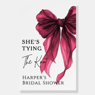 She's Tying The Knot Red Bow Welcome Sign