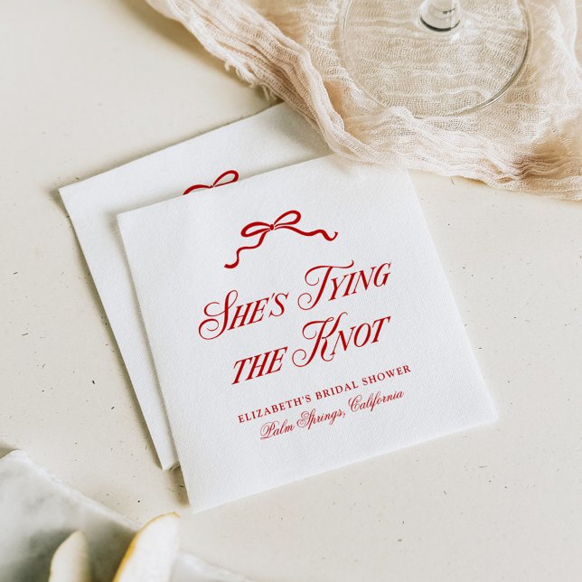 She's Tying The Knot Red Elegant Hand Drawn Bow Napkins (Creator Uploaded)