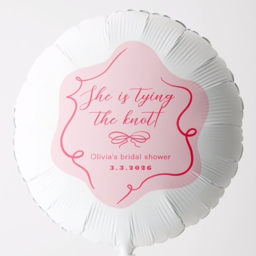 Shes tying the knot retro wavy pink red balloon
