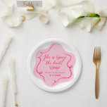 She&#39;s tying the knot retro wavy pink red paper plates