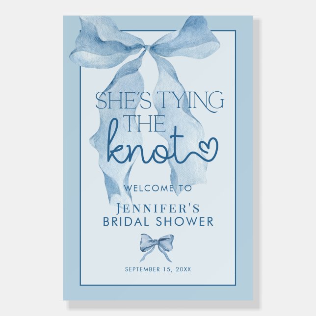 Shes Tying The Knot | Ribbon Bridal Shower Foam Board (Front)