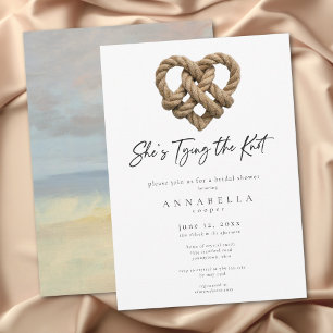 Shes Tying the Knot Rope Heart Bridal Shower Invitation