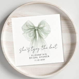 She's Tying The Knot Sage Bow Bridal Shower Napkins