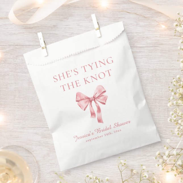 She's Tying the Knot Soft Pink Coquette Shower Favor Bag (Clipped)