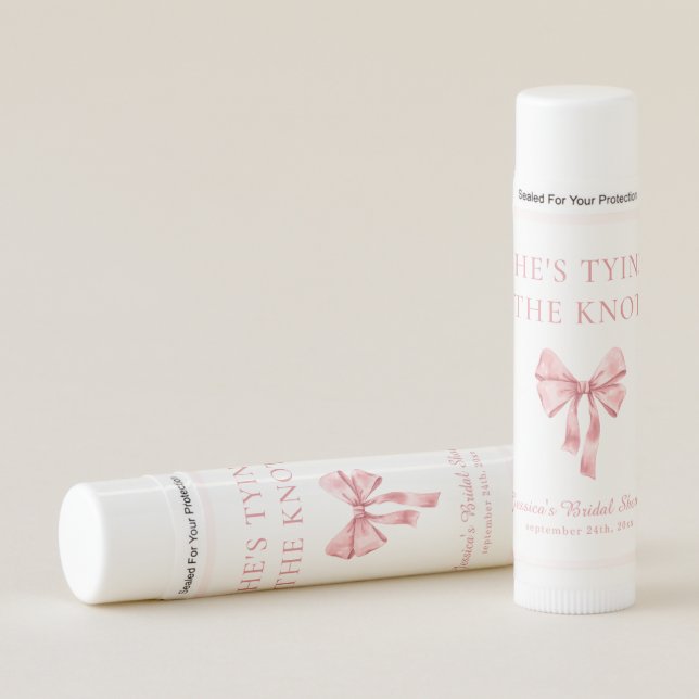 She's Tying the Knot Soft Pink Coquette Shower Lip Balm (Front)