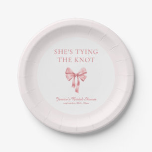 She's Tying the Knot Soft Pink Coquette Shower Paper Plates