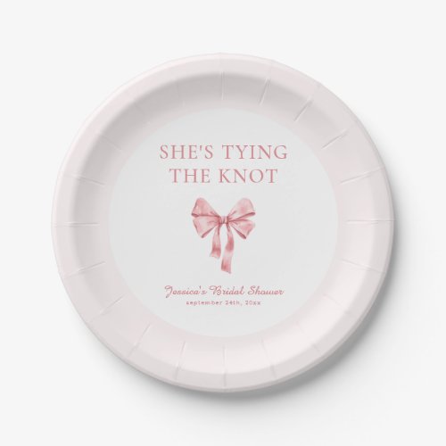 Shes Tying the Knot Soft Pink Coquette Shower Paper Plates