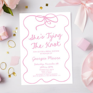 She's Tying The Knot Whimsical Bow Bridal Shower Invitation